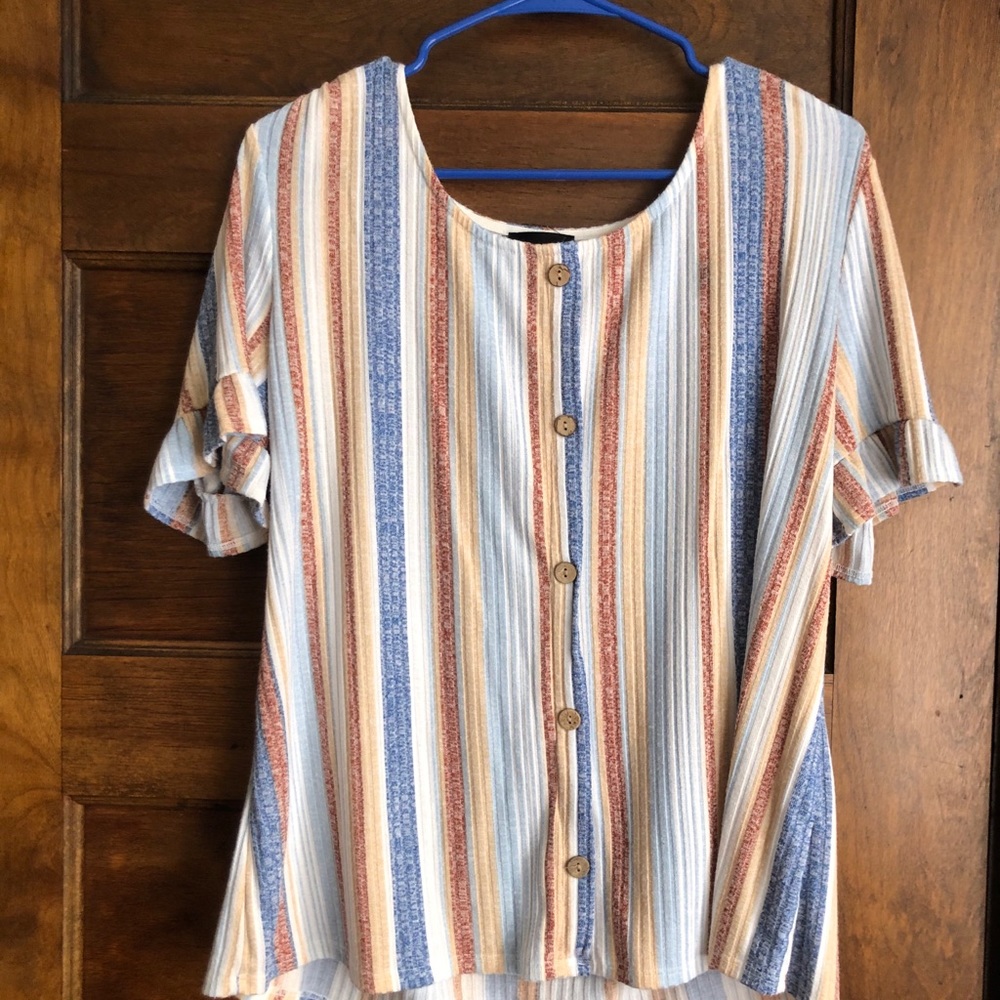 Striped Button-Down Blouse